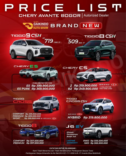 Pricelist Harga Chery cangkuang 2025